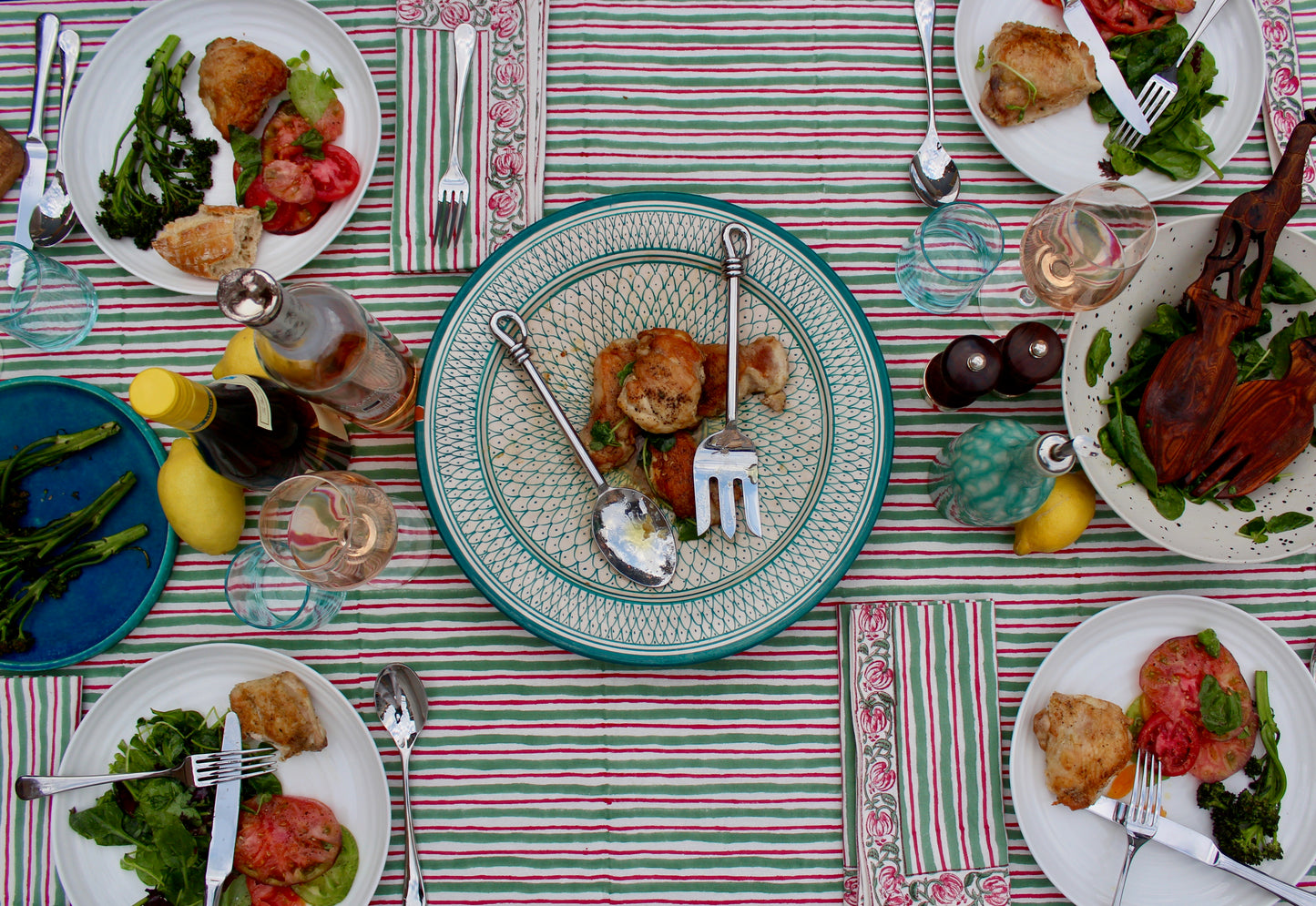 Pink City Stripe Tablecloth