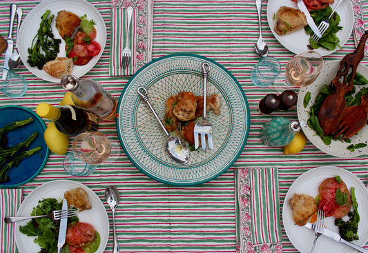 Pink City Stripe Tablecloth