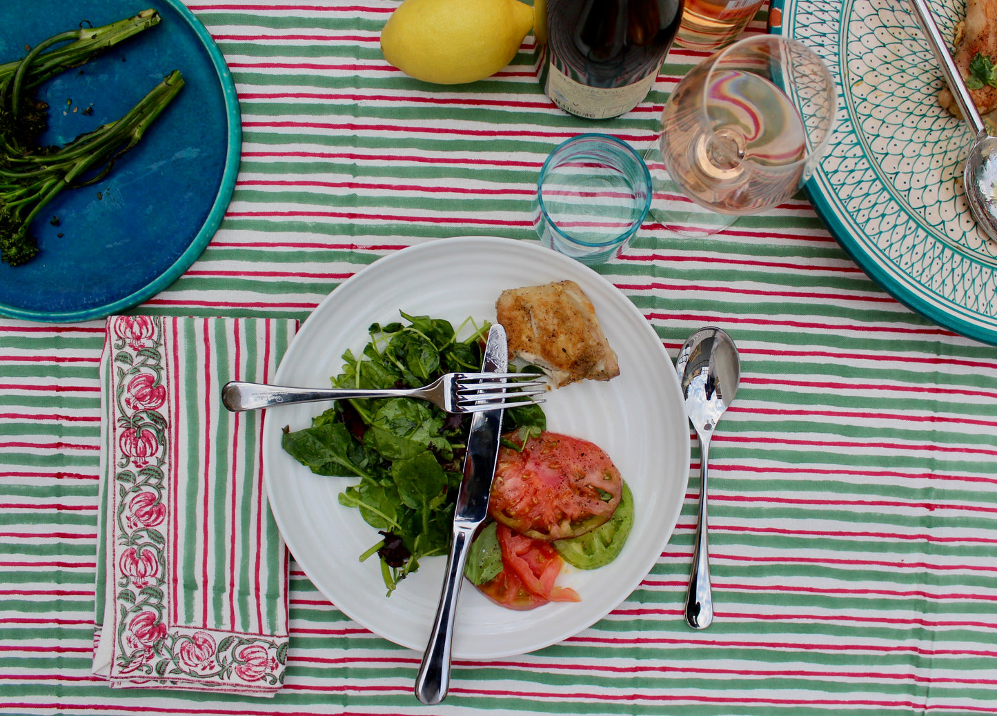 Pink City Stripe Tablecloth